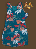 Robe fleurette, bleu turquoise